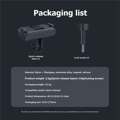 Quick Release Magnetic Two-Claw Adapter Mount for  OSMO Action 6 Dual Claw Interface Stable Camera Connector Bracket 2
