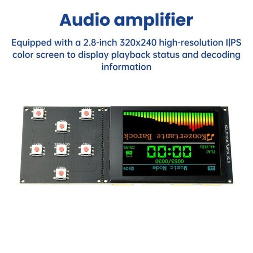 -Audiodecoderkaart met 2,8 Inch TFT-Kleurenscherm, Lossless Audiodecodermodule, Digitale Audio-Afspeelmodule 2
