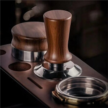 Federbelasteter Espressotamper, 58 mm, Edelstahl, Wellengewinde, Holzgriff, Tamper für Konstanten Druck