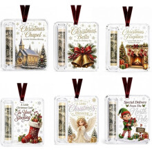 Christmas Cash Gift Holder Ornament, Xmas Tree Decor Christmas Money Holder Ornaments for Cash 6Pcs