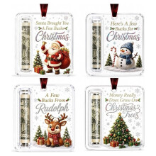 Christmas Cash Gift Holder Ornament, Xmas Tree Decor Christmas Money Holder Ornaments for Cash 4Pcs