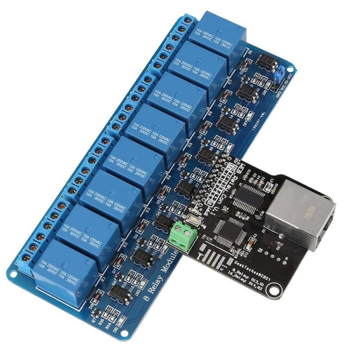 Ethernet Control Module LAN WAN Network Web Server RJ45 Port and 8 Channel Relay Controller Board