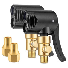 2 Pack Locking Presta Schrader Air Chuck, Dual Tire Pump Nozzle with 1/4 Inch F NPT Quick Connect for Tire Inflator
