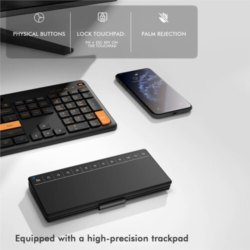 Travel Keyboard with Touchpad, Universal Compact Keyboard for Android/IOS/Windows, Dual-Device  Keypad 1