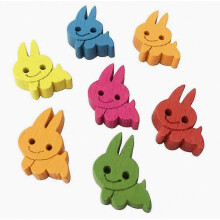 100pcs Rabbit Buttons Colorful Two Holes Buttons Wooden Bunny Design Diy Handcraft Accessary For Easter Sewing Clothes Shoes