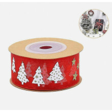 Hot Stamping Wired Ribbon Wrapping Belt For Christmas Tree Holiday