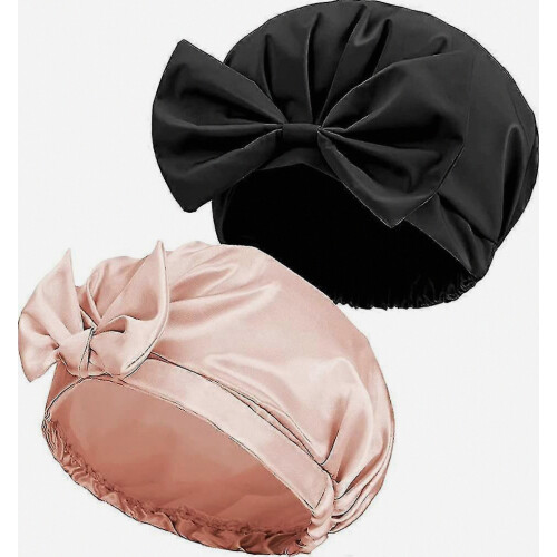 Reusable Bow Bath Cap Waterproof Shower Bonnet Turban Shower Hat Adjustable Bath