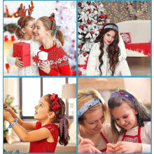 Women Christmas Scrunchies Headband Long Ribbon Hair Tie Hair Accessories