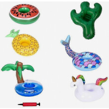 Inflatable Drink Holders, Set Of 6 Coasters, Pool Drink Holder With Air Pump For Beer Drinks Juice Party Decoration (combination 2)