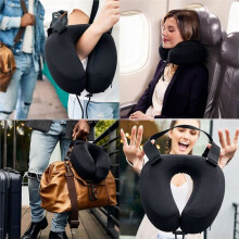 Travel Pillow for Long Flights - Supportive Memory Foam Body Positioner with  Straps to Secure Your  and Neck