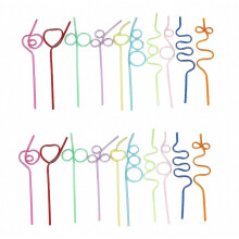 100x Crazy Loop Straws, Crazy Silly Colorful Reusable Drinking Straws Mega Pack BPA and PFOA Free