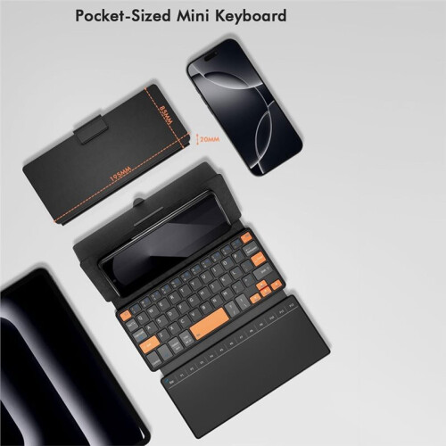 Travel Keyboard with Touchpad, Universal Compact Keyboard for Android/IOS/Windows, Dual-Device  Keypad