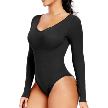 Damen Shapewear-Body mit langen Ärmeln, elegant, schwarz, Größe L — shapewear body damen, body figurformend