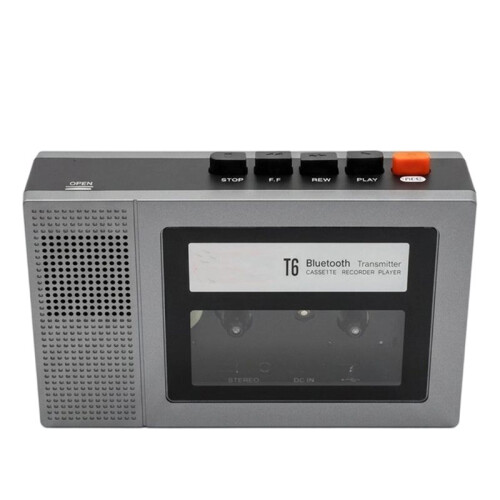 T6 Two-Way  Cassette Tape Player, Retro Portable Built-in Recording Function Type-C Cassette Tape Player