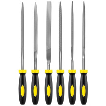 6-Piece Metal Needle File Set, Hardened Carbon Steel Hand Files with Rubber Handles