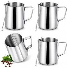 4 Stuks Melkschuimkannen, 20oz/600ml Roestvrijstalen Melkschuimbekers