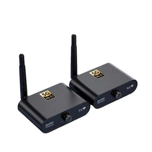 AU5810 5.8G Wireless Audio Transmitter Receiver Kit 100M Range 1 Transmitter to 10 Receivers Audio Sync Plug