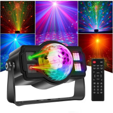 3in1 Disco Party Lights, Sound Activated DJ Strobe Light with 60 Patterns, for Room Decor,Birthday Gift,Christmas