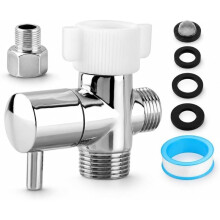 Bidet T Adapter with Shut Off Valve,T Valve for Bidet 7/8" X 7/8" X 1/2"or 3/8",3-Way Tee Connector Bidet Attachments