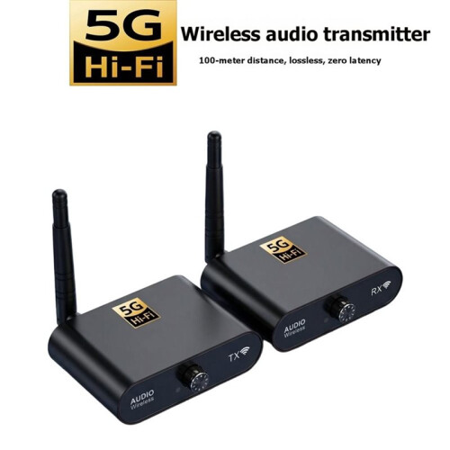 AU5810 5.8G Wireless Audio Transmitter Receiver Kit 100M Range 1 Transmitter to 10 Receivers Audio Sync Plug 1