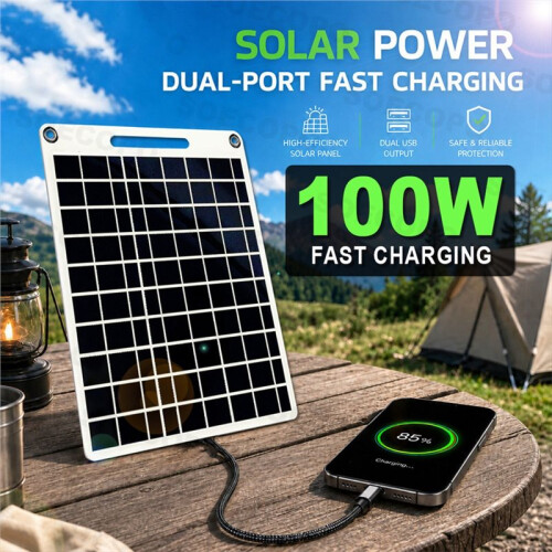 High-Efficiency Solar Charger: Dual for  USB , IPX4 Waterproof, Compact Foldable Design for Phones 1