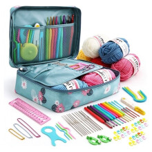 109pcs Crochet Kits for Beginners, Stainless Steel Crochet Hooks with Non-Slip Soft Grip Handles, Needles, Tape Measure
