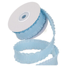 Fita Franzida de 2,5 cm de Largura (9,14 M), Babado Xadrez com Bordas Onduladas para Costura, Acessórios de Cabelo, Artesanato DIY, Azul Claro