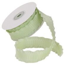 Fita Franzida de 2,5 cm de Largura (9,14 M), Babado Xadrez com Bordas Onduladas para Costura, Acessórios de Cabelo, Artesanato DIY, Verde Claro