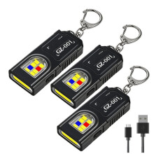 3pcs Keychain Flashlight USB Rechargeable Led Flashlight Hanging Work Light Keyring Camping Walking Pocket