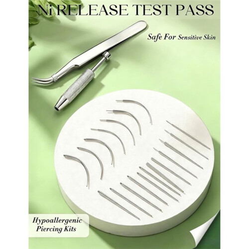 21Pcs Piercing Taper  Grabber Tool Hypoallergenic Piercing Kit, for Sensitive Ears, Flat Back Earring Applicator 2