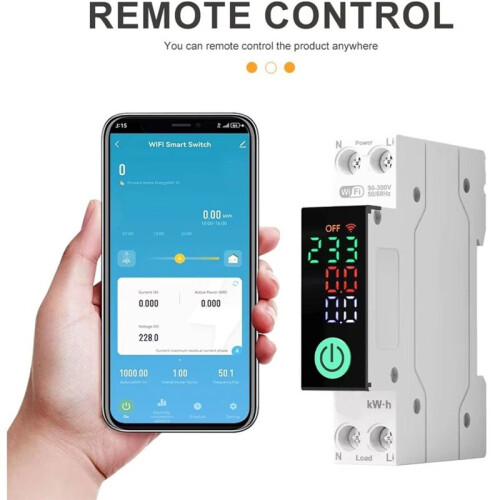 DIY GO Tuya WIFI   Circuit Breaker Voltage Current  Display Protector Overload Protection Relay Memory 1