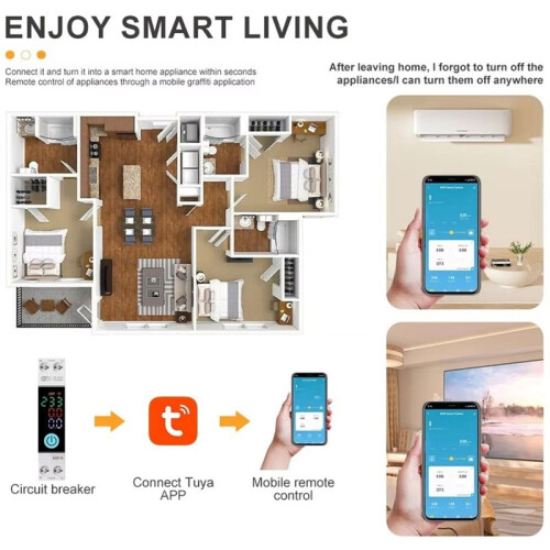 DIY GO Tuya WIFI   Circuit Breaker Voltage Current  Display Protector Overload Protection Relay Memory 2