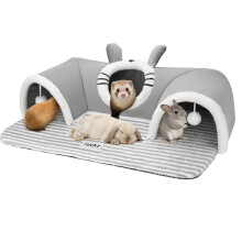 3-Way Bunny Tunnel Bed, Rabbit Tunnel for Indoor, Bunny Tunnel Cozy Bunny Bed, Washable Rabbit Tunnels for Indoor