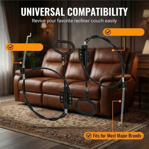 2 Pack Recliner Release Cable Replacement, with S Tip D- Pull Handle,Heavy Duty Recliner Repair Parts 2