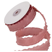 Fita Franzida de 2,5 cm de Largura (9,14 M), Babado Xadrez com Bordas Onduladas para Costura, Acessórios de Cabelo, Artesanato DIY, Cor Malva