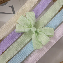 2.5cm Wide Ruffled Trim (10 Yards) ,Plaid Ruffle with Wavy Edges for Sewing, Hair Accessories, DIY Crafts As Shown