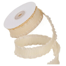 Fita Franzida de 2,5 cm de Largura (10 Jardas), Babado Xadrez com Bordas Onduladas para Costura, Acessórios de Cabelo, Artesanato DIY, Bege
