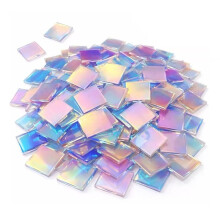 200PCS 2x2cm Iridescent Acrylic Squares, Translucent Tiles Rainbow Acrylic Sheets for DIY Crafts, Home Decoration
