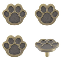 4Pcs Cute Critter Foot Cabinet Knobs, Zinc Alloy Drawer Pulls, Brass Finish for Kitchen and Dresser Doors
