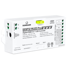 DOMRAEM Controlador de Dimerização 5 em 1 ESP32 WLED Pro Digital + PWM RGBCCT RGBW RGB CCT com Wi-Fi de 2,4 GHz e Sincronização de Música