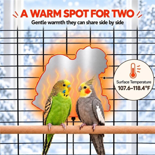 Bird Cage Heater (Suitable for Budgerigars and Various Parrots),Animal Heating Pad, Pets Warming Panel 2