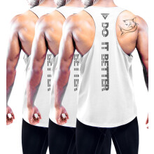 Herren Tank Top Trainingsshirt Atmungsaktiv 3er-Set Weiß S — herren tank top, trainingsshirt herren, muscle fit shirt