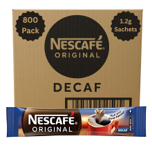 Nescafé Original Decaffeinated Instant Coffee Sticks – 800 x 1.2g, Decaf Soluble Coffee Sachets, 100% Roasted Coffee