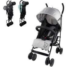 Mobiclinic, carrinho de bebé dobrável, encosto reclinável, rodas removíveis, cinzento e preto