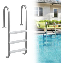 XMTECH escada de piscina em aço inoxidável, 3 degraus antiderrapantes, 132 cm de altura