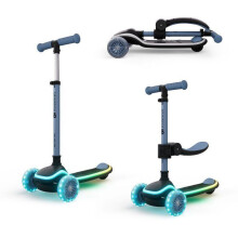 Kinderkraft RAKET UP 2 in 1 Kinderroller mit klappbarem Sitz, LED-Rädern, verstellbarem Lenker, Blau
