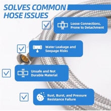 6FT Dishwasher Water Supply Kit, 304 Braided Stainless Steel Hose 90 Elbow&GHT Adapter, for , GE,