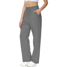 Damen Jogahose aus Baumwolle Jogger Gerade Bequeme Grau L — damenhose baumwolle, jogginghose damen grau, yogahose damen