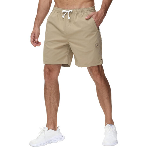 Herren Casual-Shorts Elastisch mit Taschen Beige Größe XL