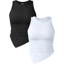 Damen Sport-Top Nahtlos Elastisch 2er-Set Schwarz Weiß L